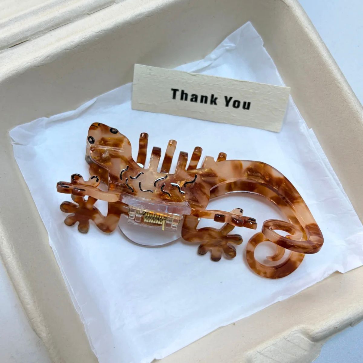 Large Caramel Gecko Hair Claw