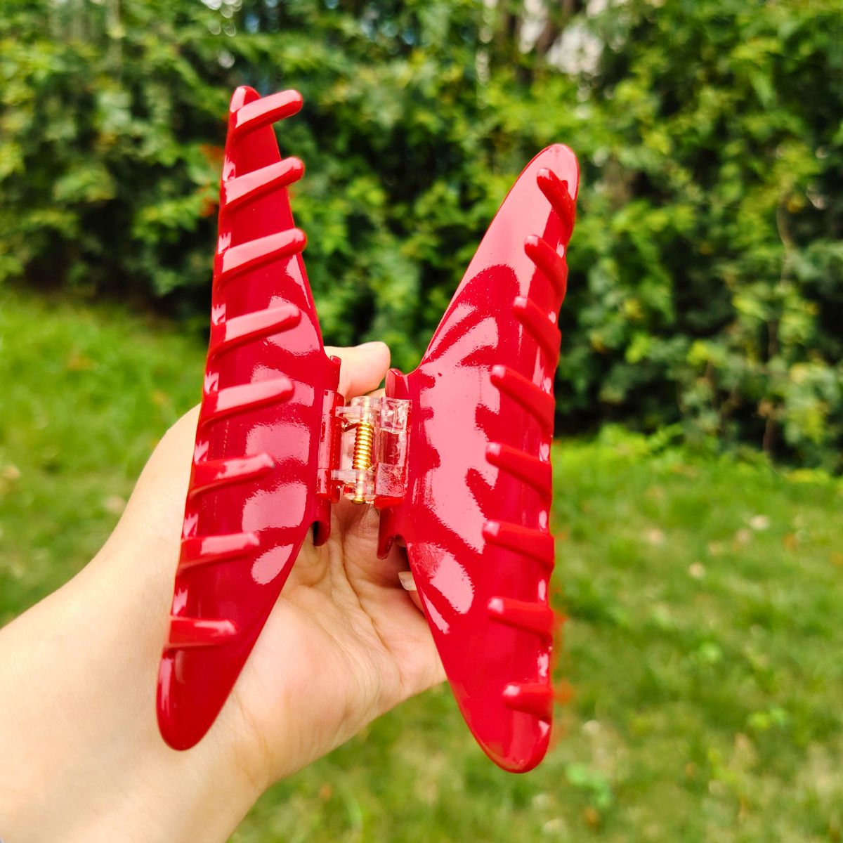 Large Cherry Red Solid Hair Claw Clip