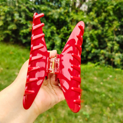 Large Cherry Red Solid Hair Claw Clip