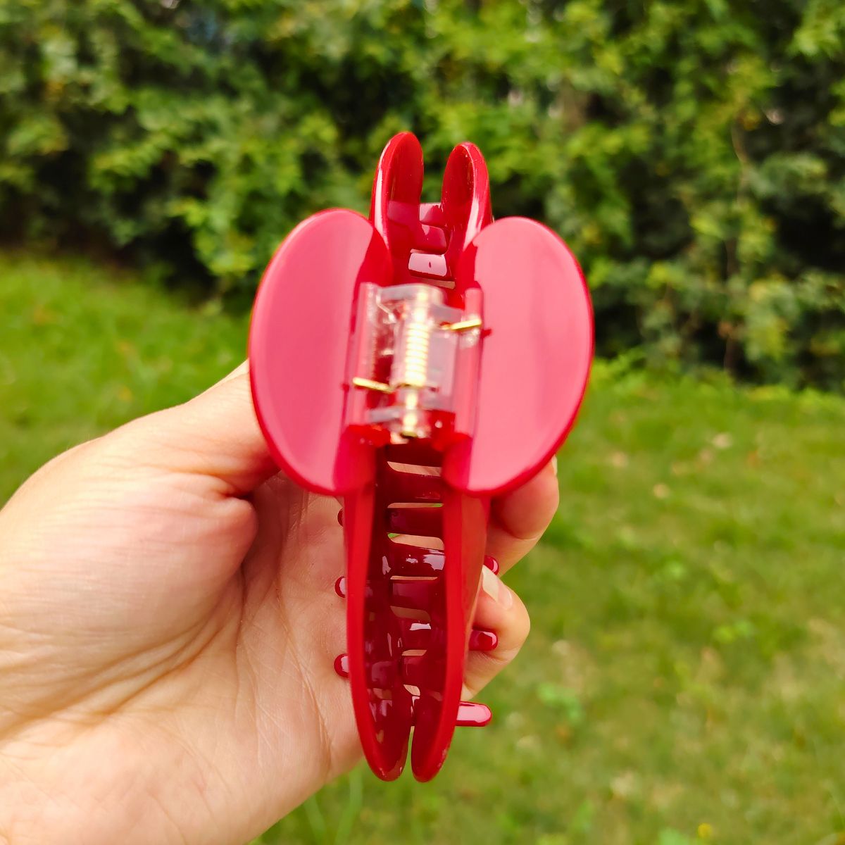 Large Cherry Red Solid Hair Claw Clip