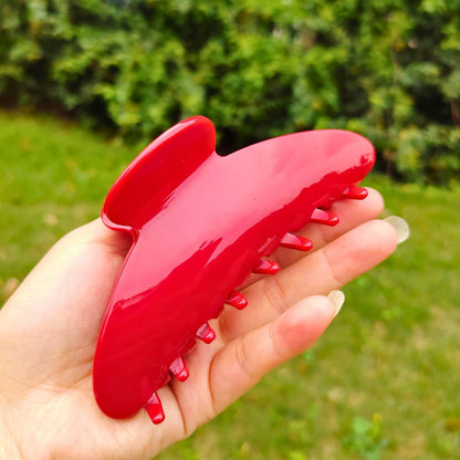 Large Cherry Red Solid Hair Claw Clip