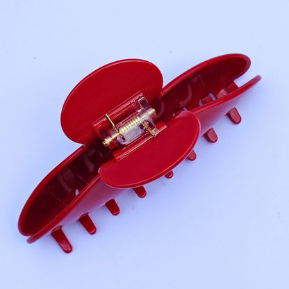 Large Cherry Red Solid Hair Claw Clip
