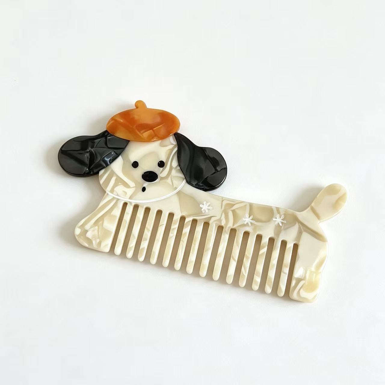 Large Coffee Brown Dog Wide-Tooth Hair Comb