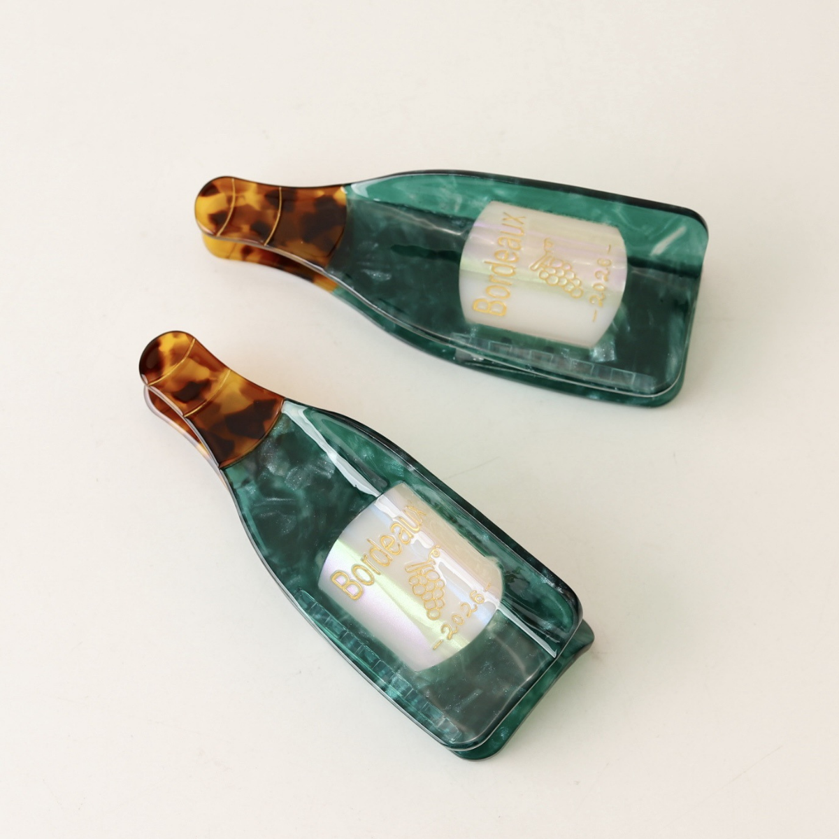Large Green Wine Bottle Hair Claw