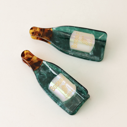 Large Green Wine Bottle Hair Claw