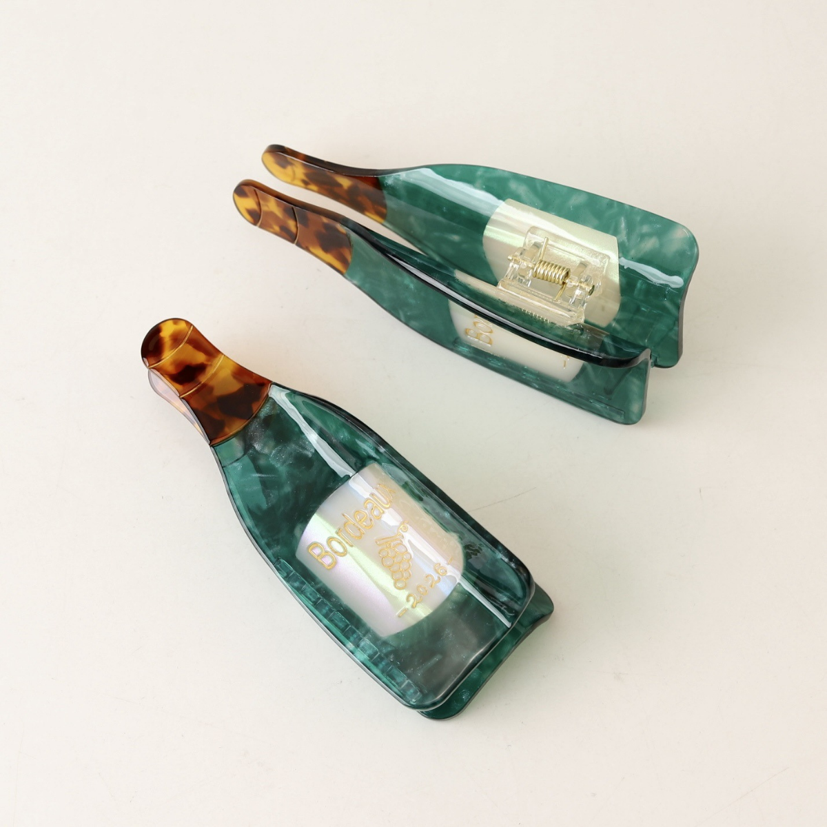 Large Green Wine Bottle Hair Claw