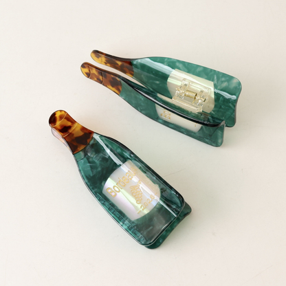 Large Green Wine Bottle Hair Claw