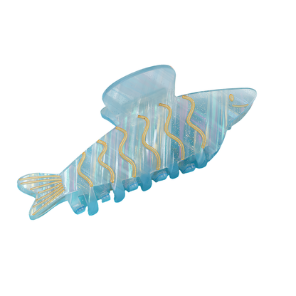 Large Iridescent Blue Sparkle Sardine Hair Claw