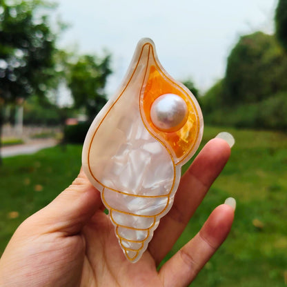 Large Pearl White Conch Shell Hair Claw