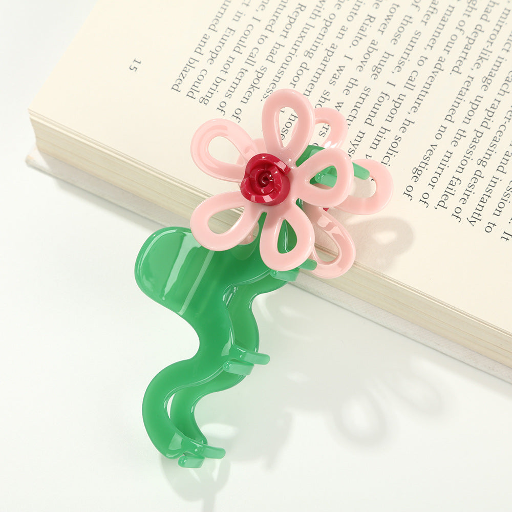 Large Pink Blossom Hair Claw