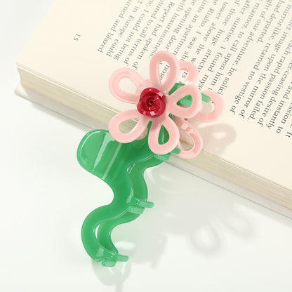 Large Pink Blossom Hair Claw