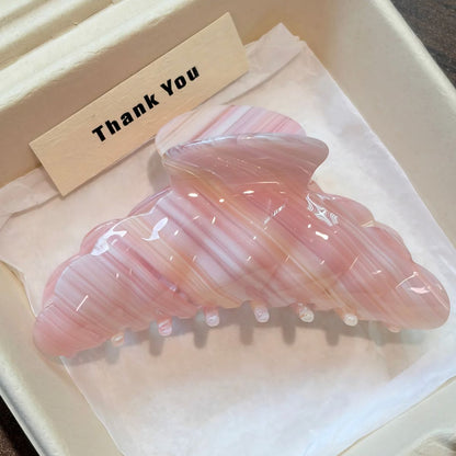 Large Pink Croissant Hair Claw