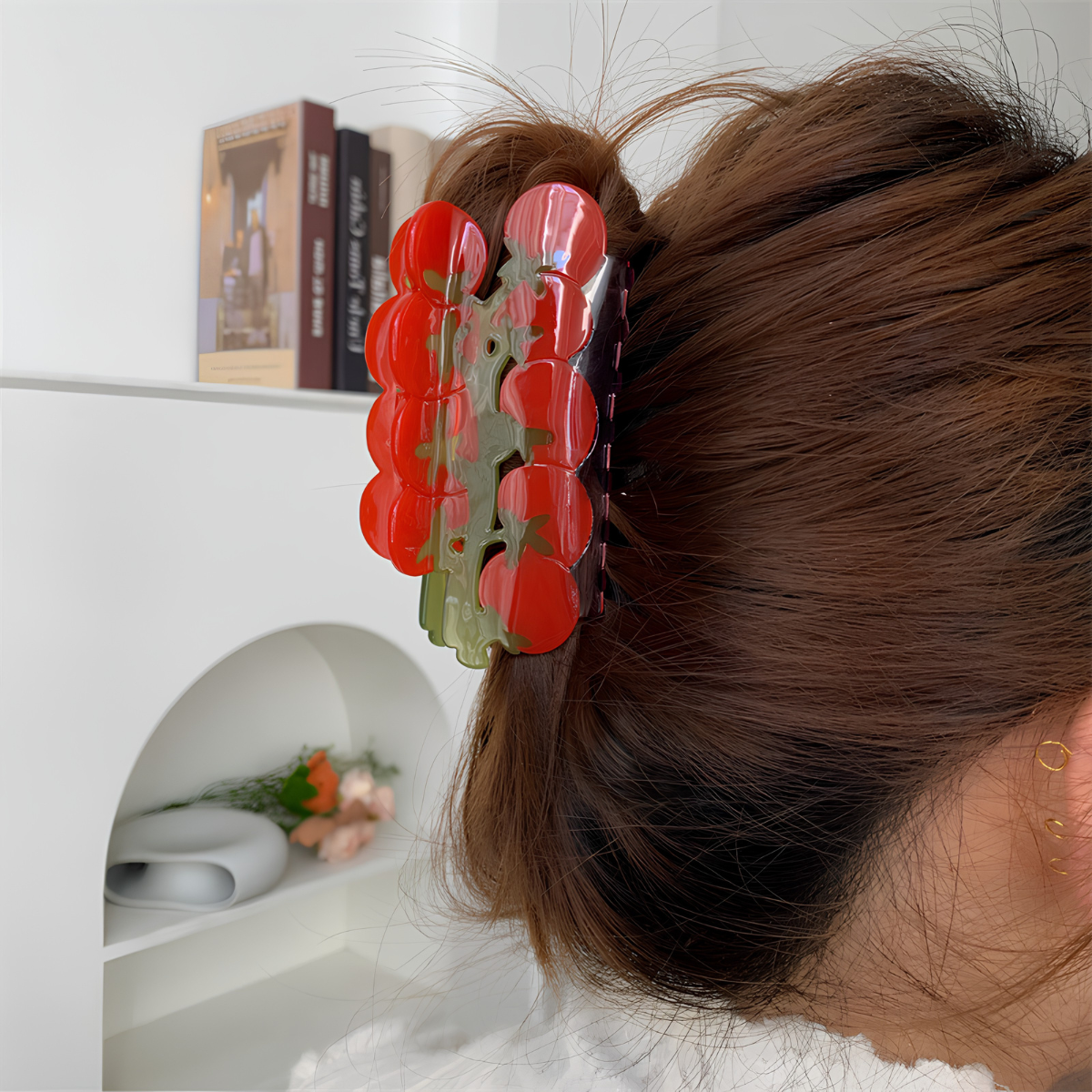 Large Red Cherry Tomatoes Cluster Hair Claw