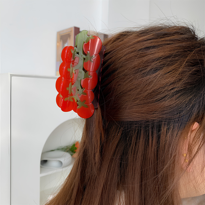 Large Red Cherry Tomatoes Cluster Hair Claw