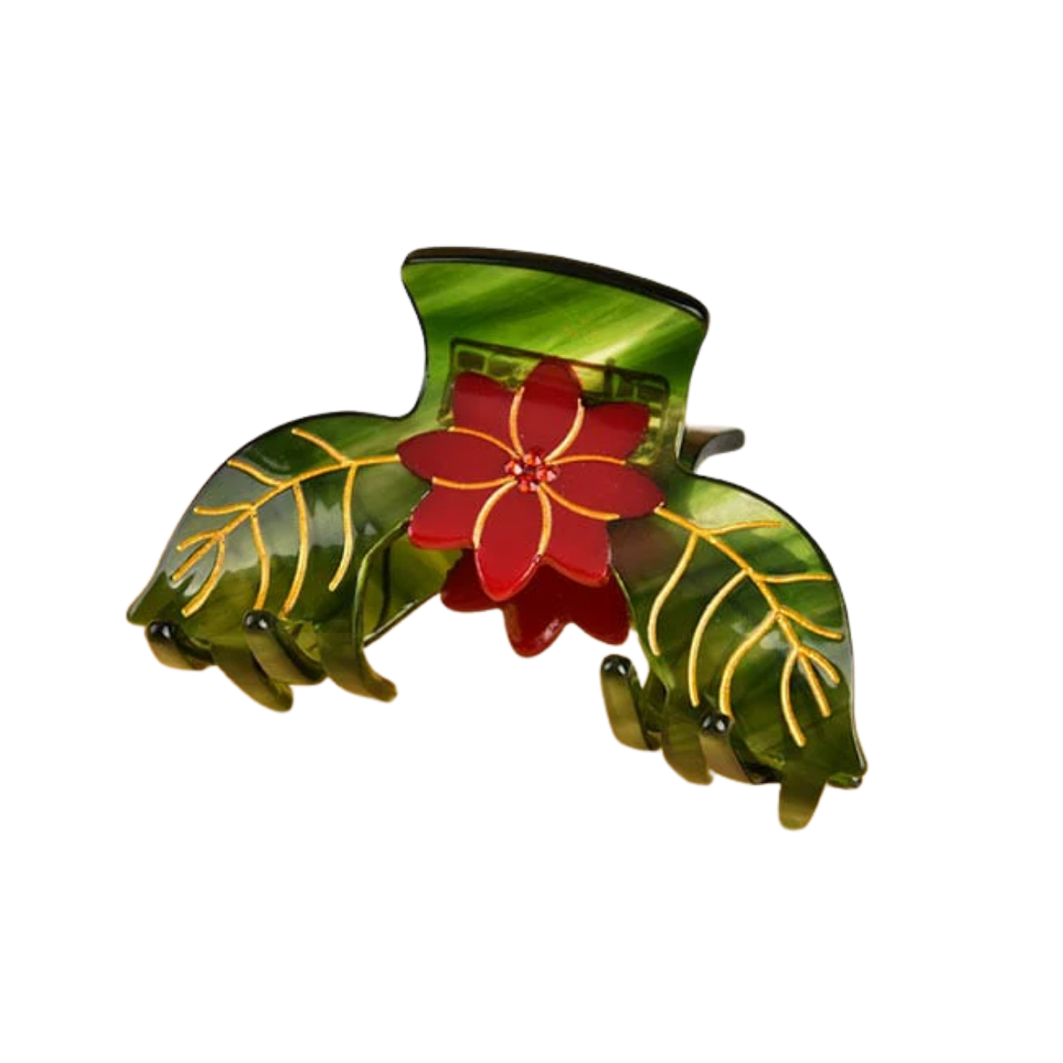 Large Red Poinsettia Flower Hair Claw