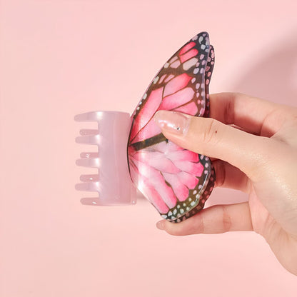 Large Rose Red Butterfly Hair Claw