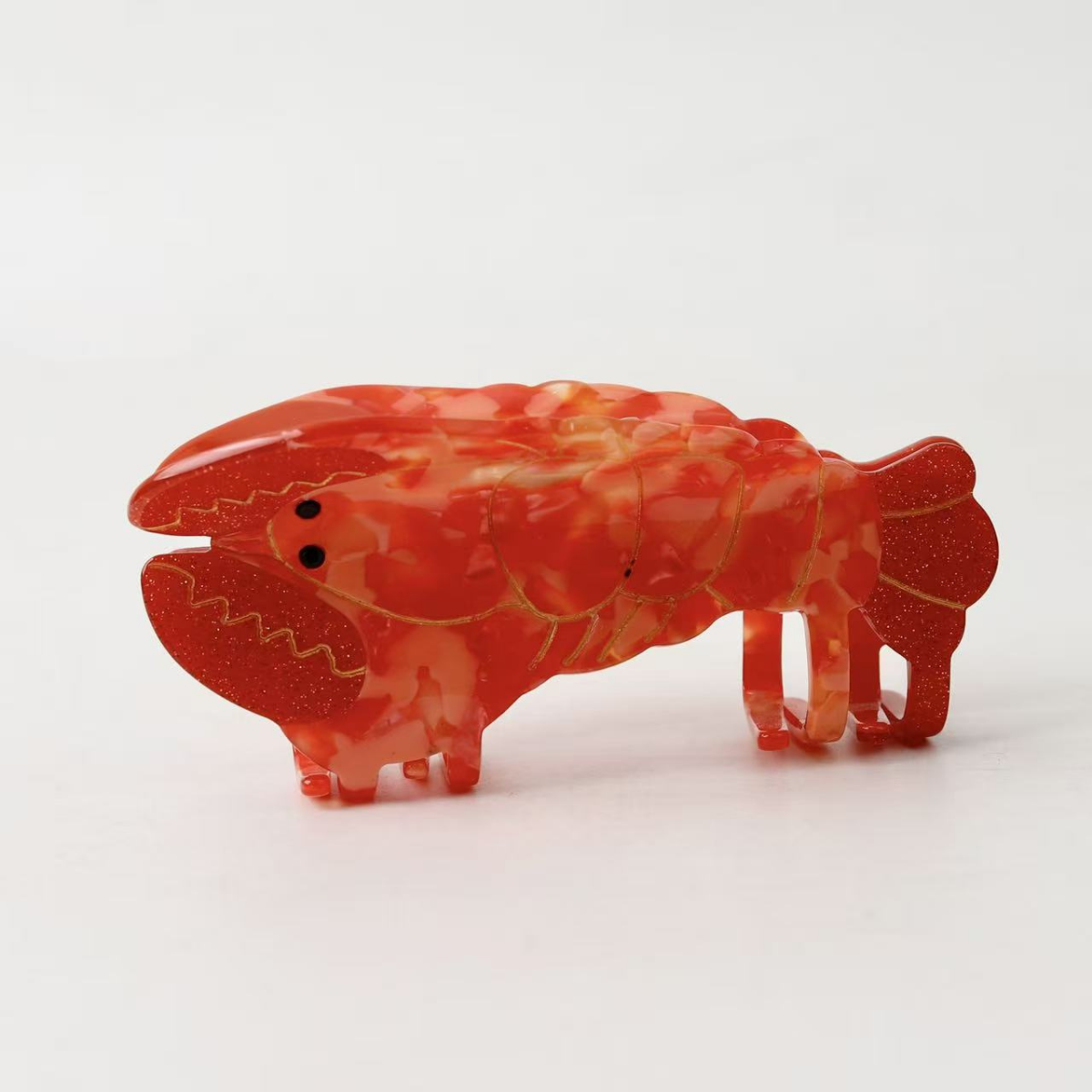 Large Shimmering Red Lobster Hair Claw