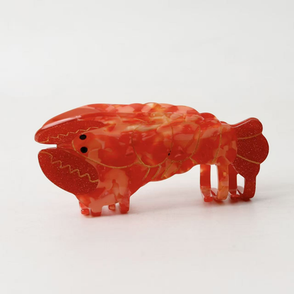 Large Shimmering Red Lobster Hair Claw