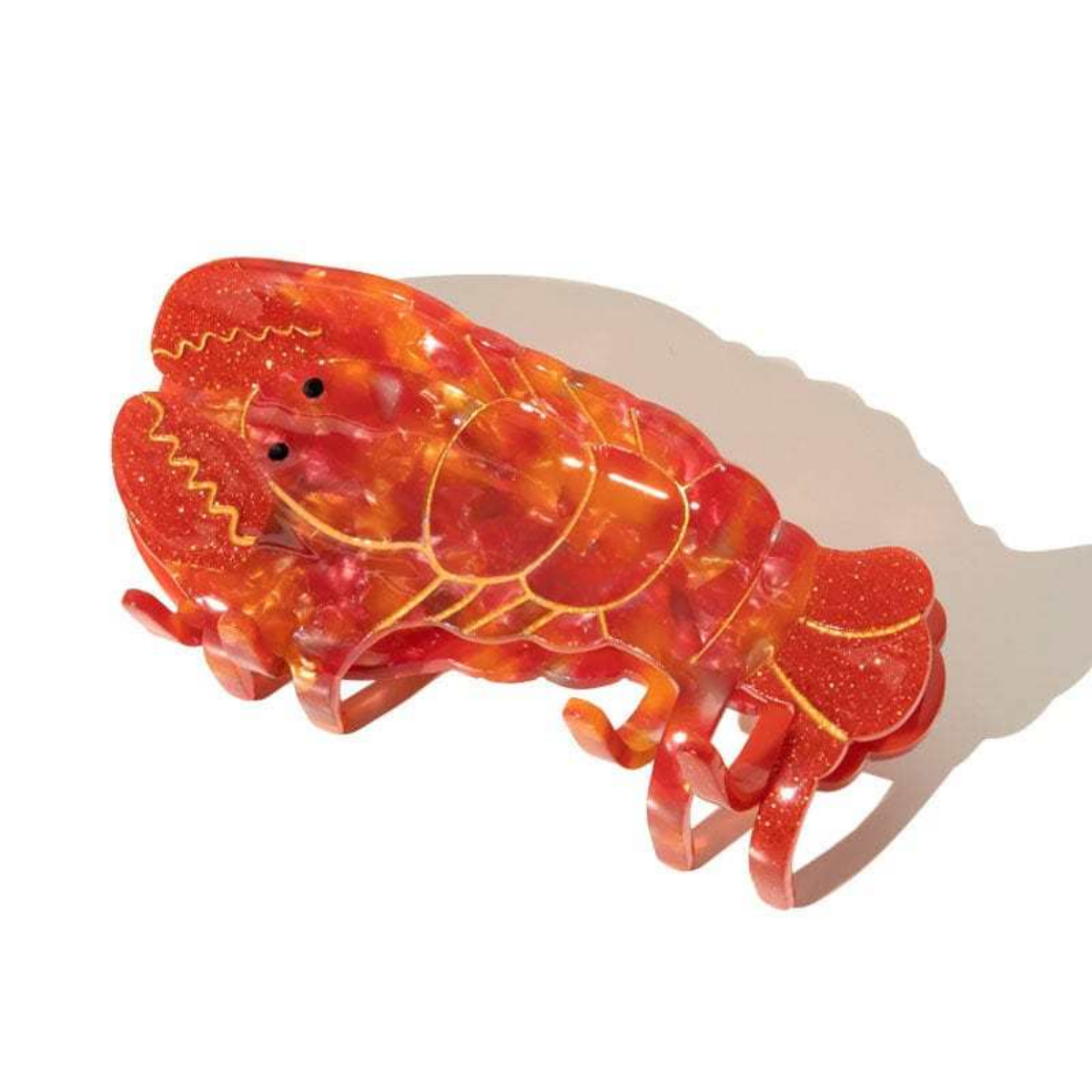 Large Shimmering Red Lobster Hair Claw