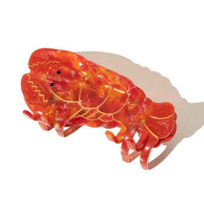 Large Shimmering Red Lobster Hair Claw