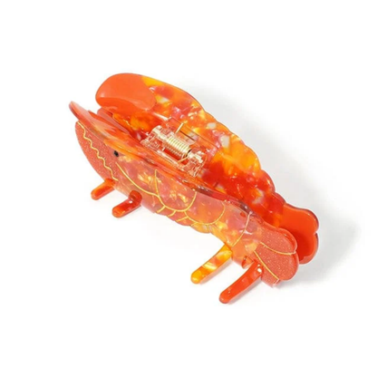 Large Shimmering Red Lobster Hair Claw