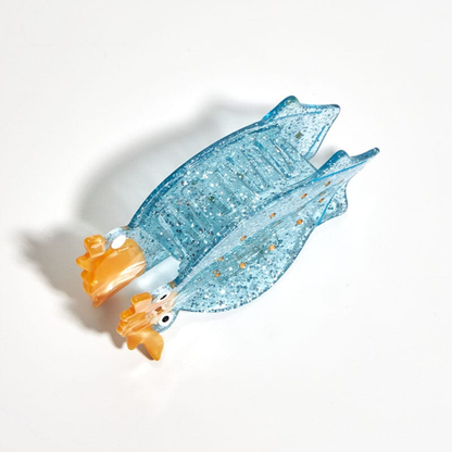 Large Shiny Blue Squid Hair Claw