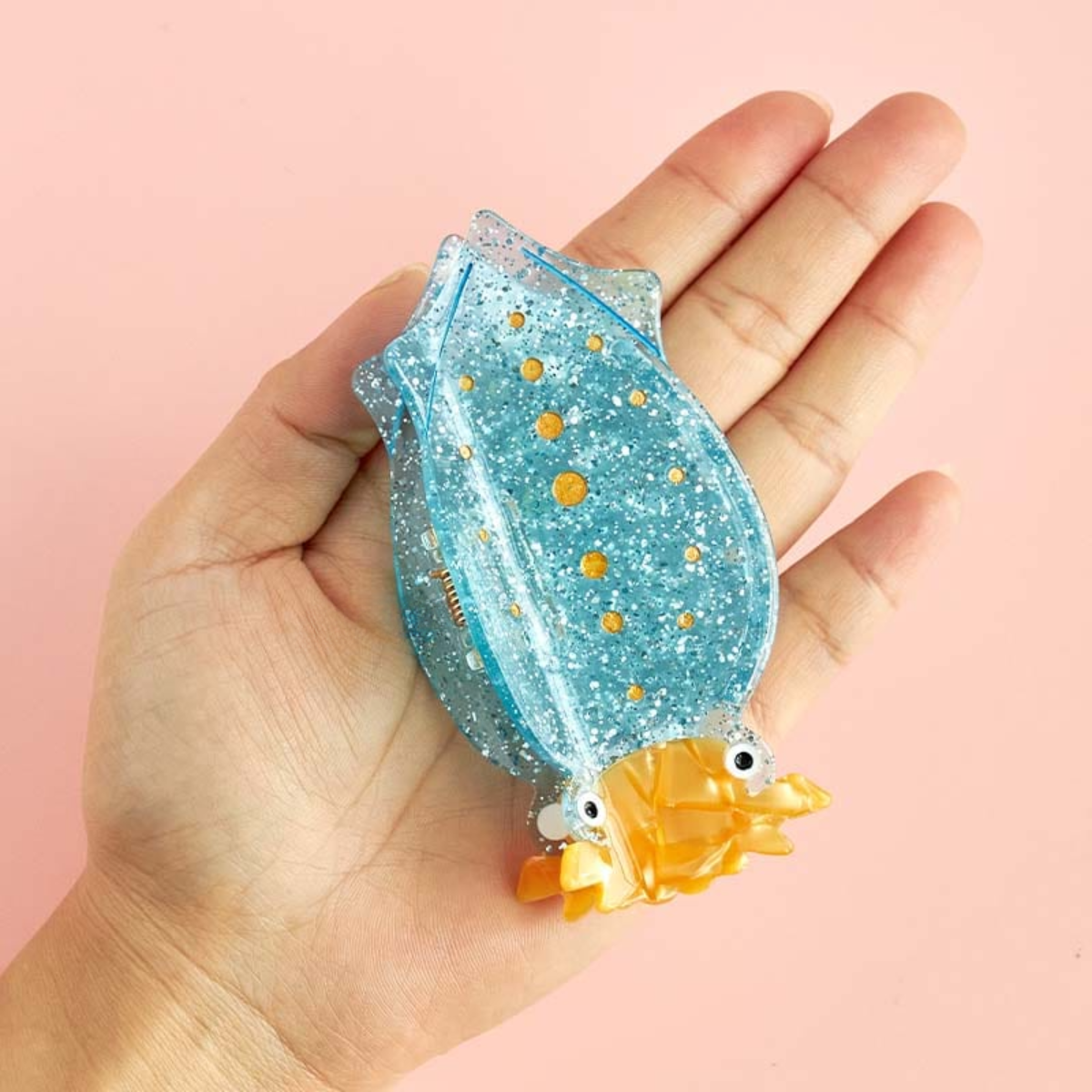 Large Shiny Blue Squid Hair Claw