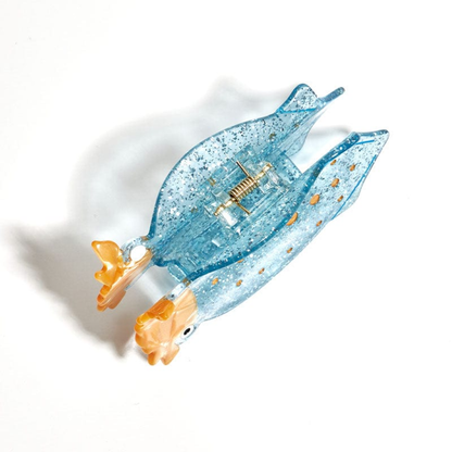 Large Shiny Blue Squid Hair Claw