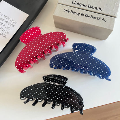 Large Vintage Polka Dot Hair Claw Clips 3 Colors