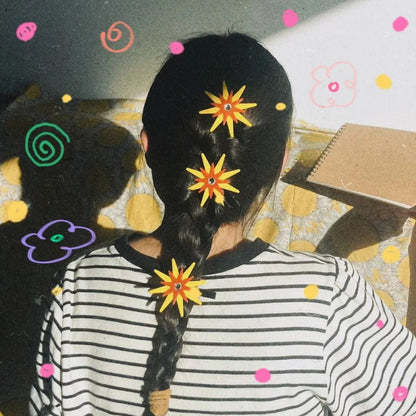 Lemon Yellow Sun Eight-Pointed Star Hair Clip