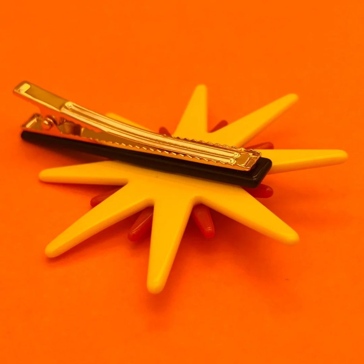 Lemon Yellow Sun Eight-Pointed Star Hair Clip