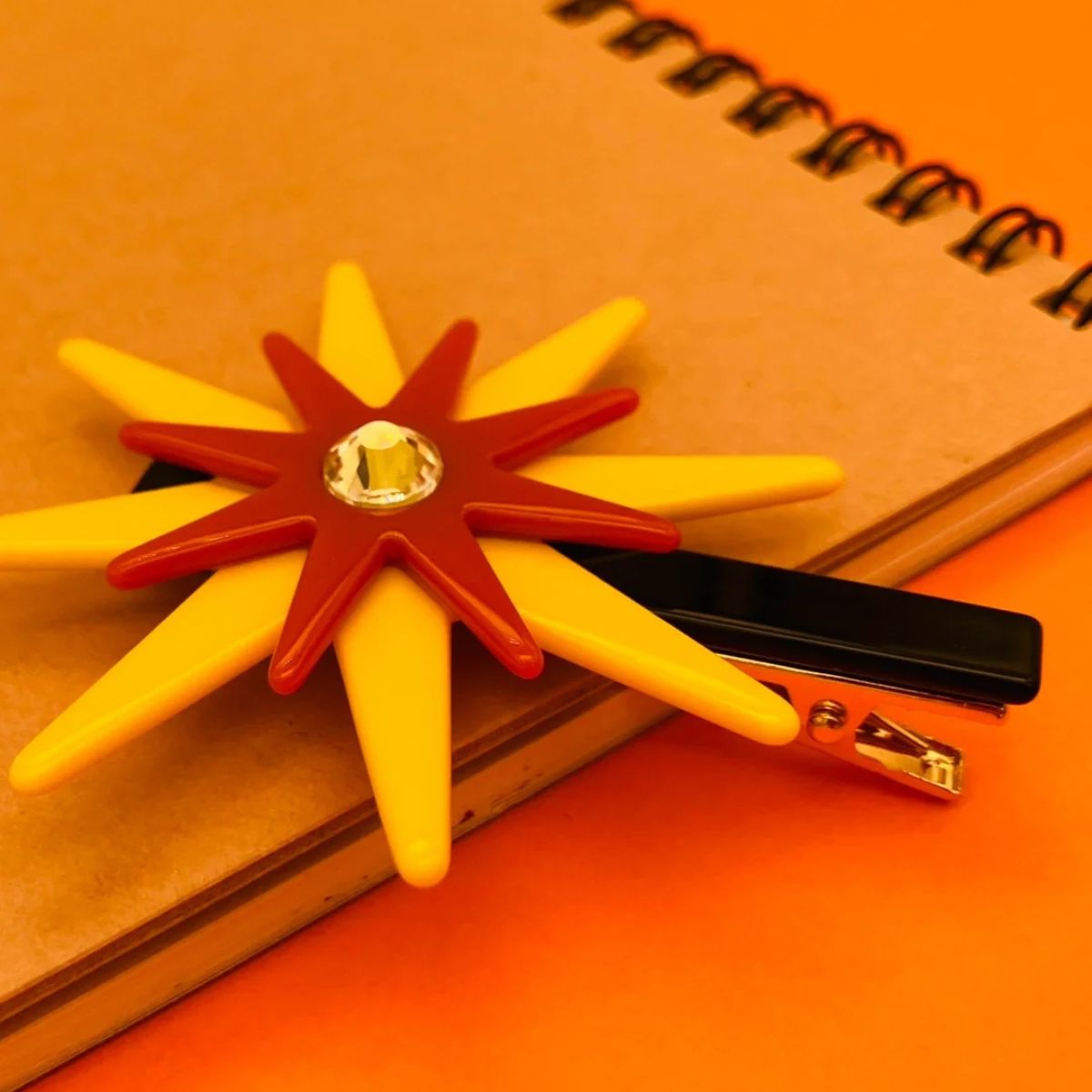 Lemon Yellow Sun Eight-Pointed Star Hair Clip