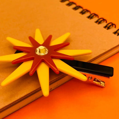 Lemon Yellow Sun Eight-Pointed Star Hair Clip