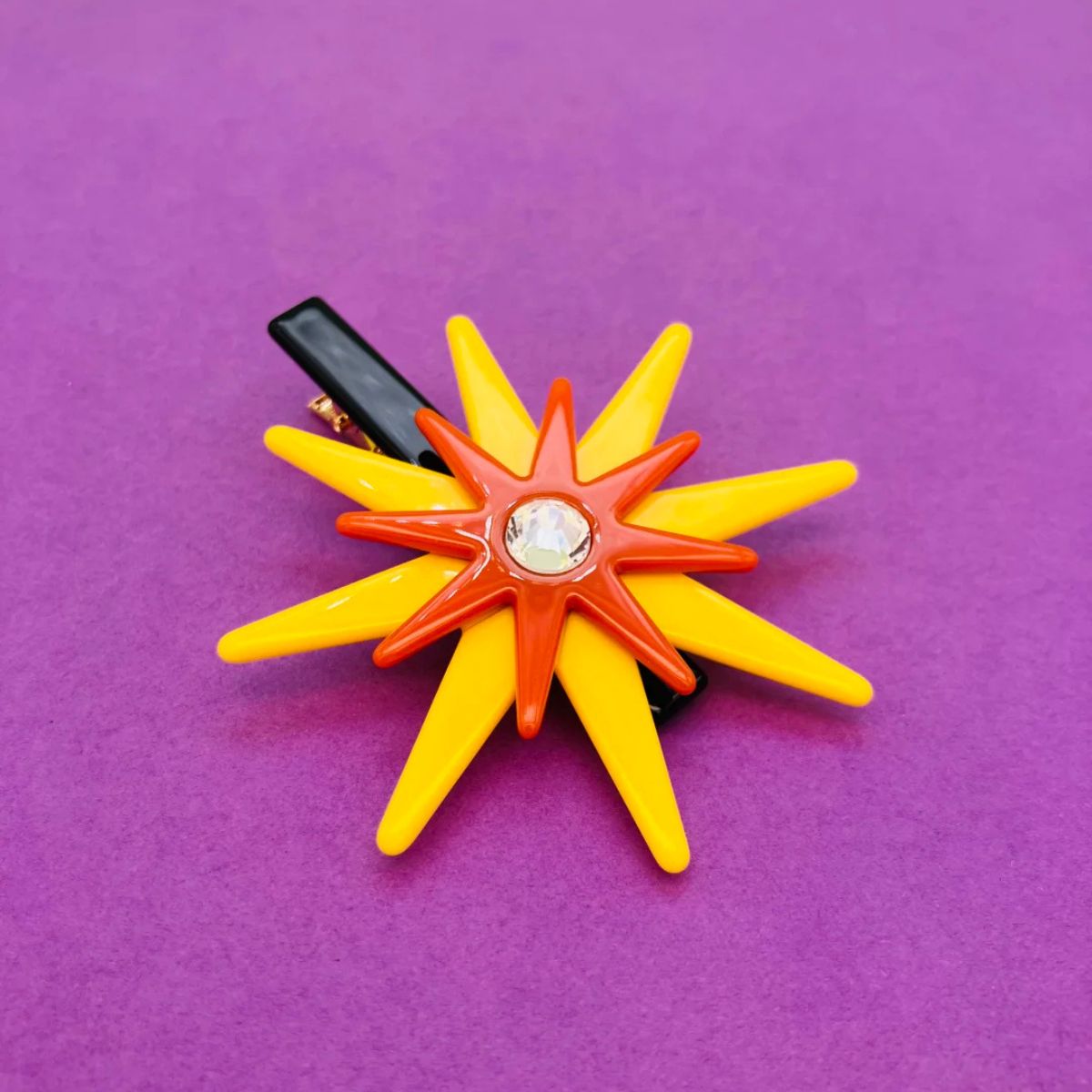 Lemon Yellow Sun Eight-Pointed Star Hair Clip