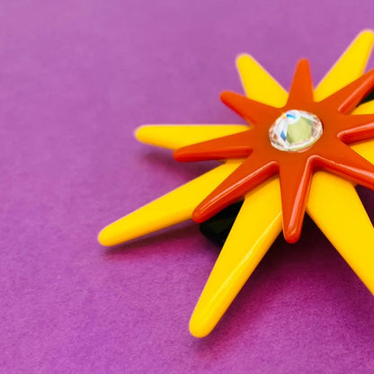 Lemon Yellow Sun Eight-Pointed Star Hair Clip