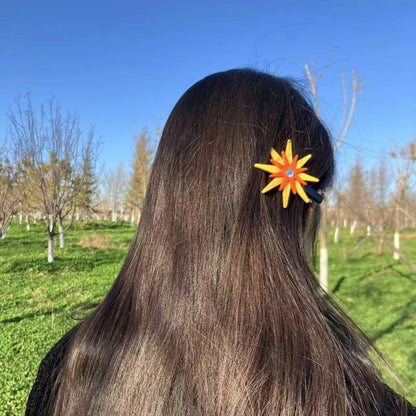 Lemon Yellow Sun Eight-Pointed Star Hair Clip