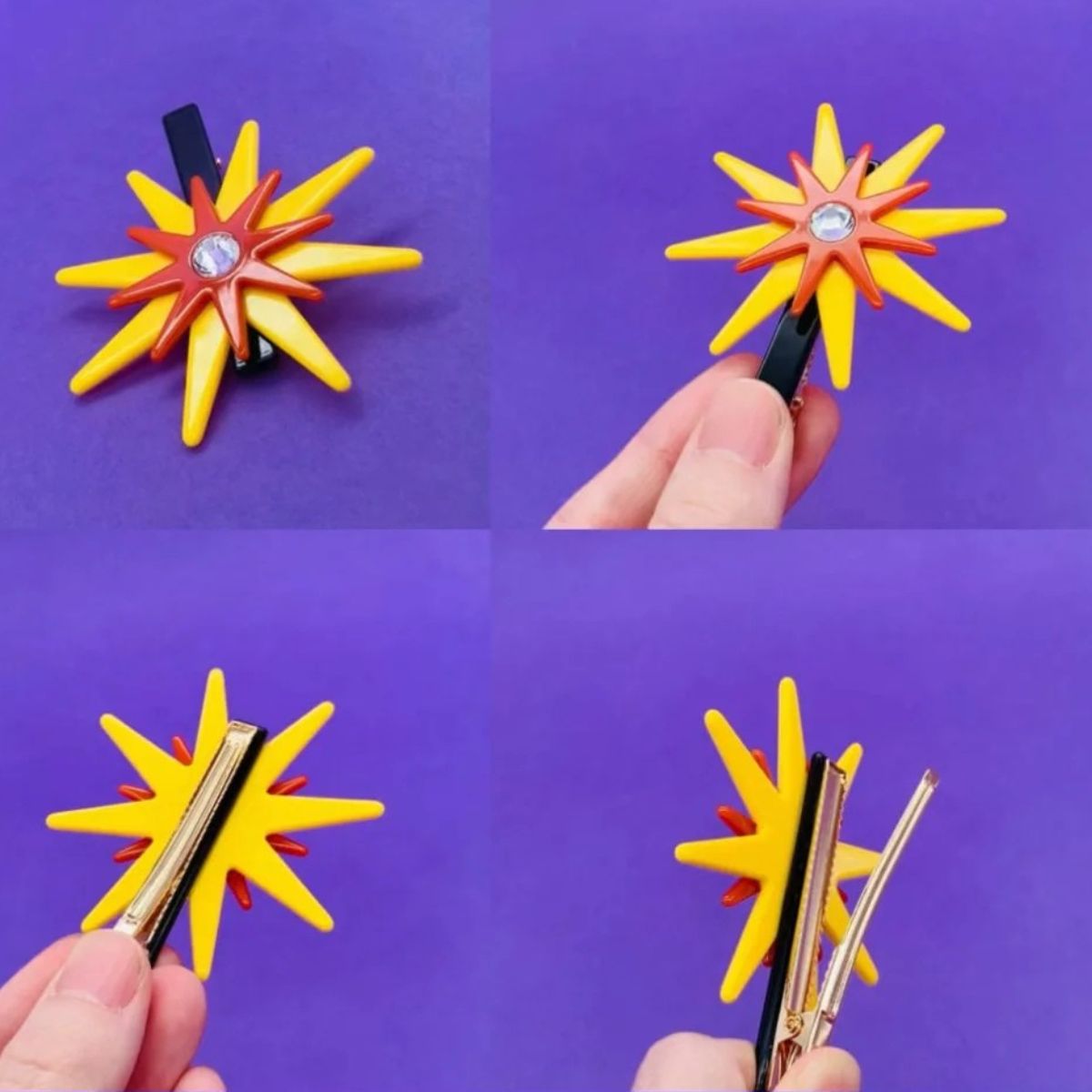 Lemon Yellow Sun Eight-Pointed Star Hair Clip