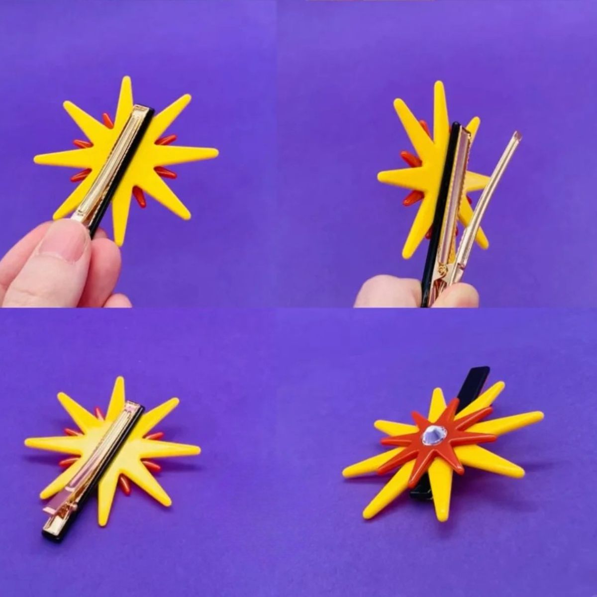 Lemon Yellow Sun Eight-Pointed Star Hair Clip