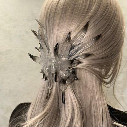 Jumbo Smoky Gray 3D Printed Gothic Butterfly Wing Hair Claw