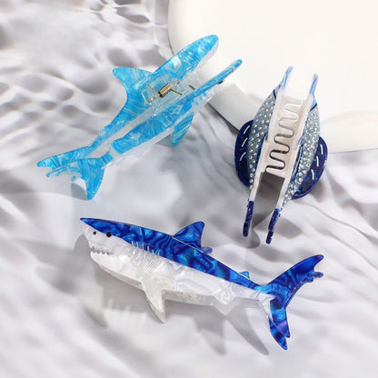 Jumbo Light Blue Shark Hair Claw