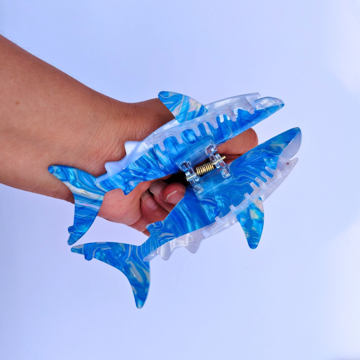 Jumbo Light Blue Shark Hair Claw