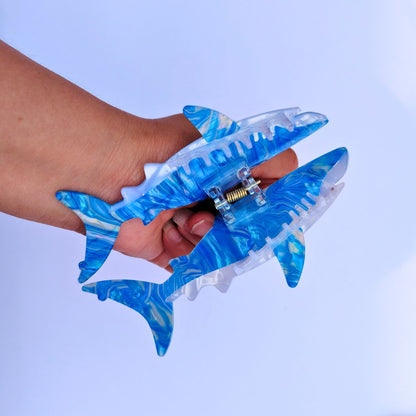 Jumbo Light Blue Shark Hair Claw