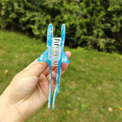 Jumbo Light Blue Shark Hair Claw