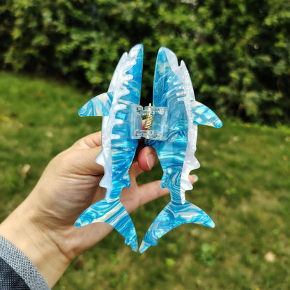 Jumbo Light Blue Shark Hair Claw
