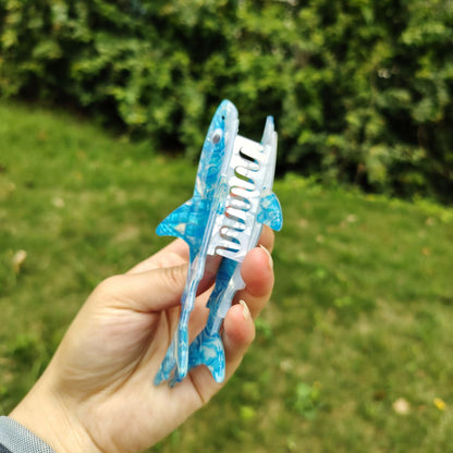 Jumbo Light Blue Shark Hair Claw