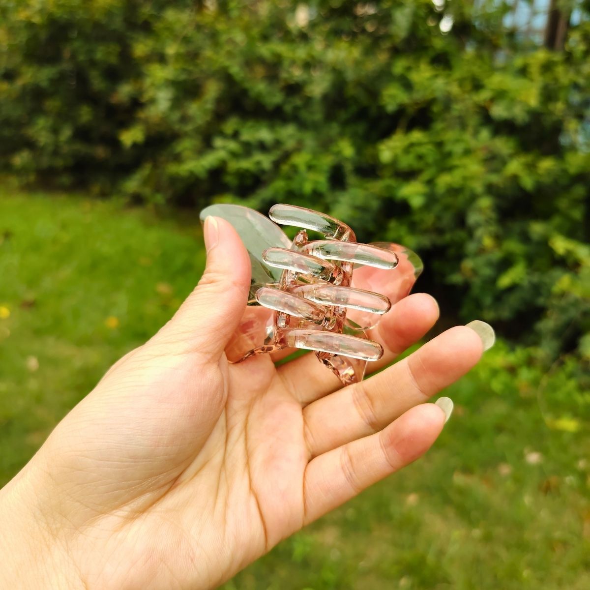 Transparent Diamond  Light Brown Mother & Baby Butterfly Hair Claw Clips Set