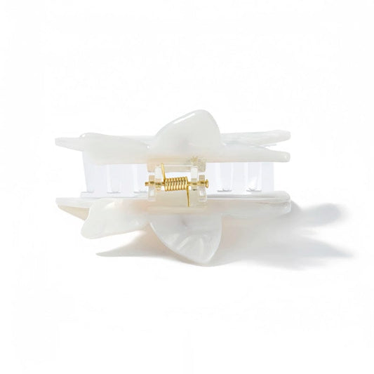 Medium White Lilies Hair Claw Clip