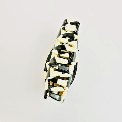 Medium Black White Checkerboard Waffle Hair Claw