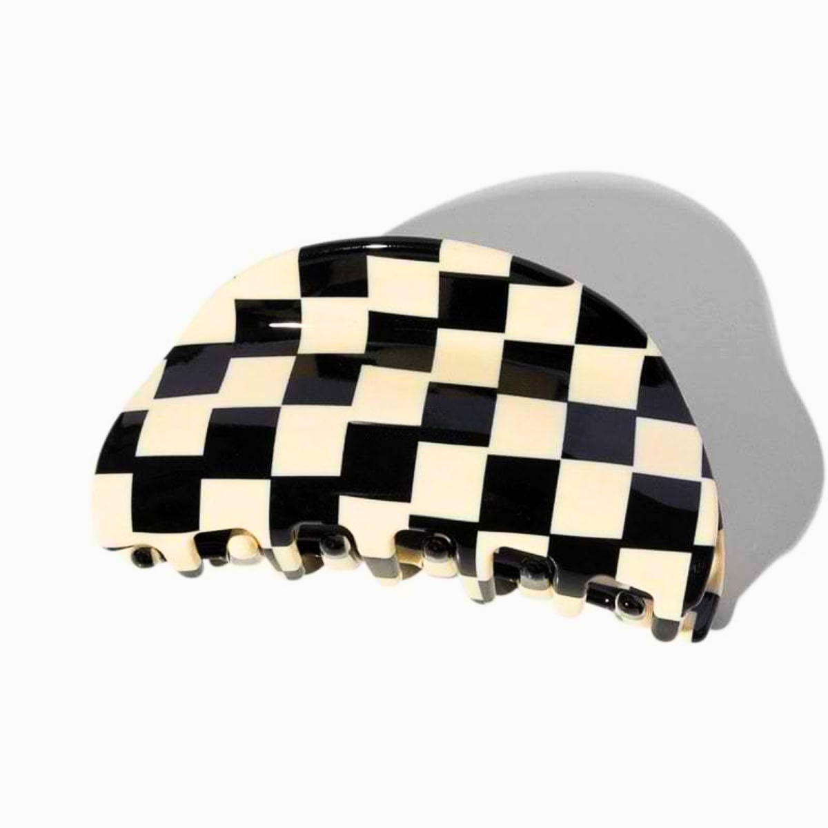 Medium Black White Checkerboard Waffle Hair Claw