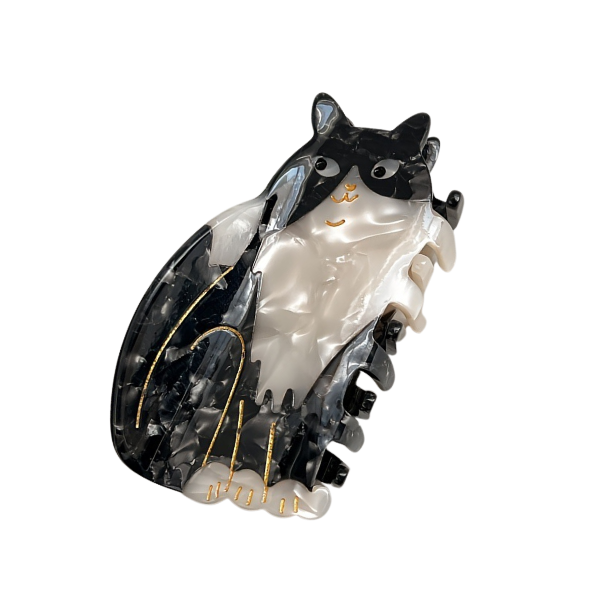 Medium Black White Maine Coon Cat Hair Claw